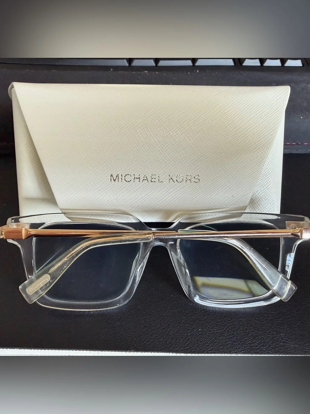 Michael Kors Women's Clear/Gold Square Frame Glasses